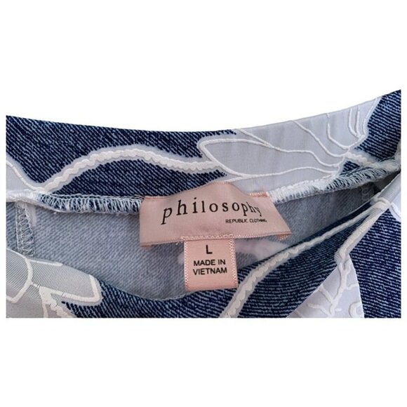 Philosophy Skirt with White Flowers - Size Large - Boho Sway Skirt - Stretchy - Picture 4 of 8